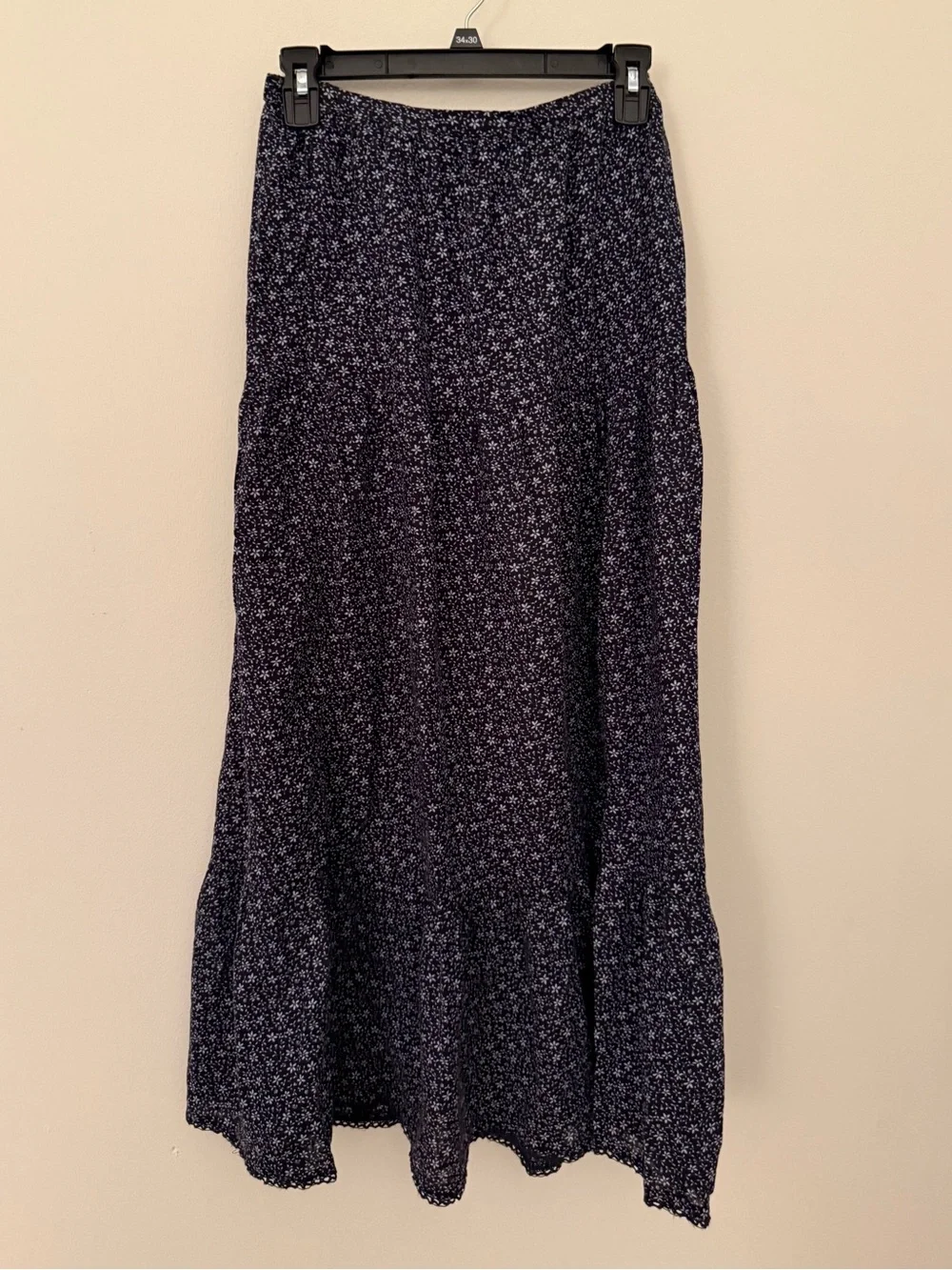 Universal Thread Navy Micro-Print Tiered Maxi Skirt